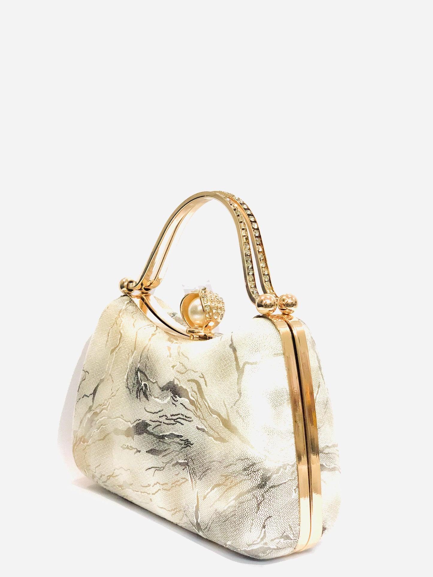 White Marble Clutch - Veloura