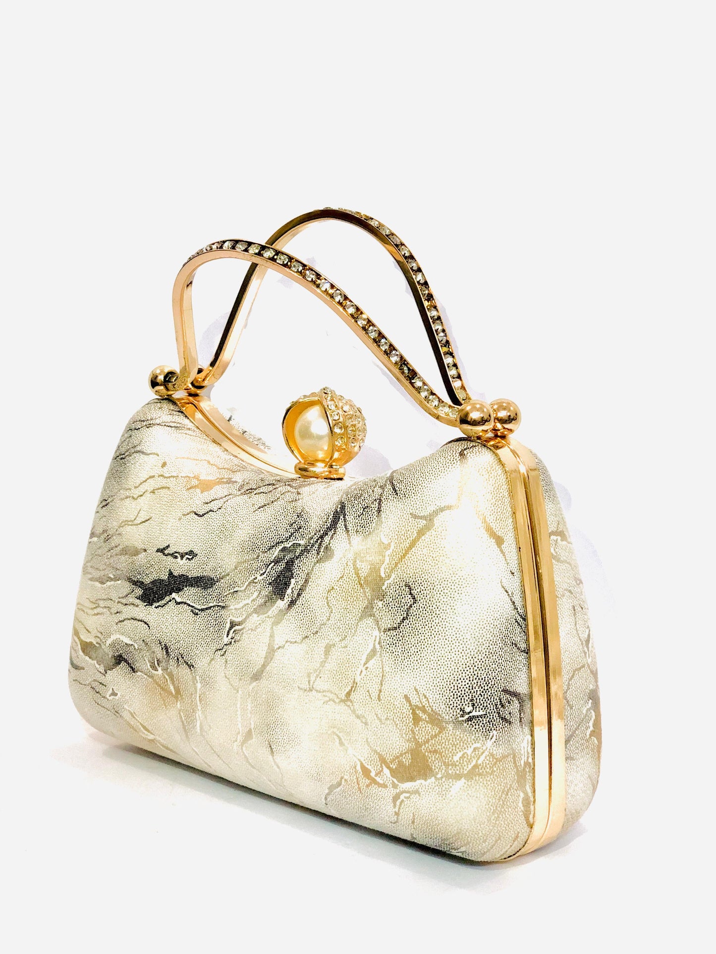 White Marble Clutch - Veloura