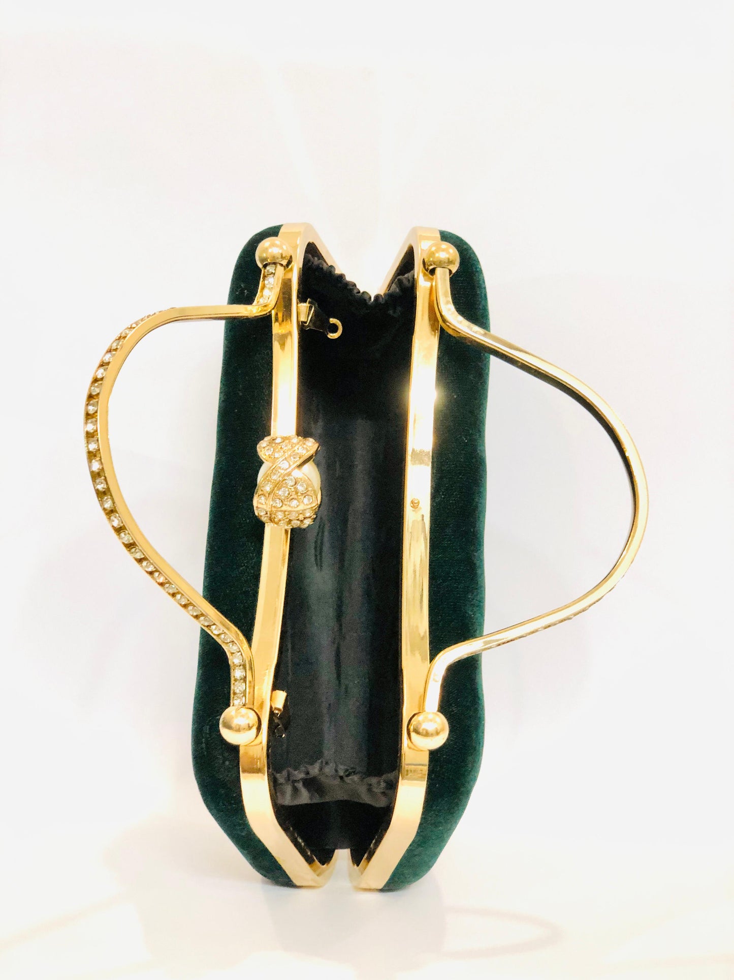 Velvet Jewel Top-Handle Clutch - Emerald Green